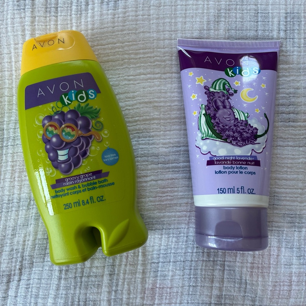 NEW Avon Kids Grape Body Wash/Bubble Bath and Lavender Body Lotion Set
